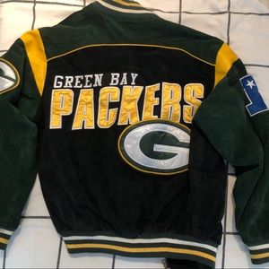 vintage greenbay packers genuine NFL suede and leather bomber